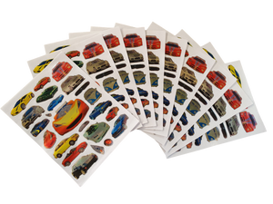 10 SHEETS METALIC SPORTS CARS REWARD SCRAP BOOK STICKERS 100+ PER PACK UK SELLER