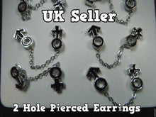 Load image into Gallery viewer, UNIQUE PAIR UNISEX MULTI 2 HOLE PUNK GOTH PIERCED EARRINGS MALE FEMALE SYMBOLS
