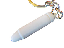 Load image into Gallery viewer, WHITE BULLET RUBBER COATED MILITARY ENAMEL METAL KEYRING GIFT CHARM UK SELLER
