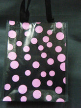 Load image into Gallery viewer, ECO FRIENDLY PINK SPOTTED DOTS LUNCH SHOPPING TRAVEL BAG NO ZIPS FREE UK POST
