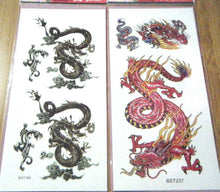 Load image into Gallery viewer, SHEET MENS BOYS UNISEX BLACK CHINESE ORIENTAL DRAGON TEMPORARY TATTOOS 5 DESIGNS
