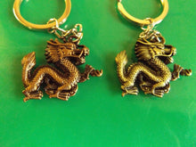 Load image into Gallery viewer, SOLID METAL BRONZE MYSTICAL CHINESE DRAGON KEYRING GIFT IDEA UK SELLER 3.5cm
