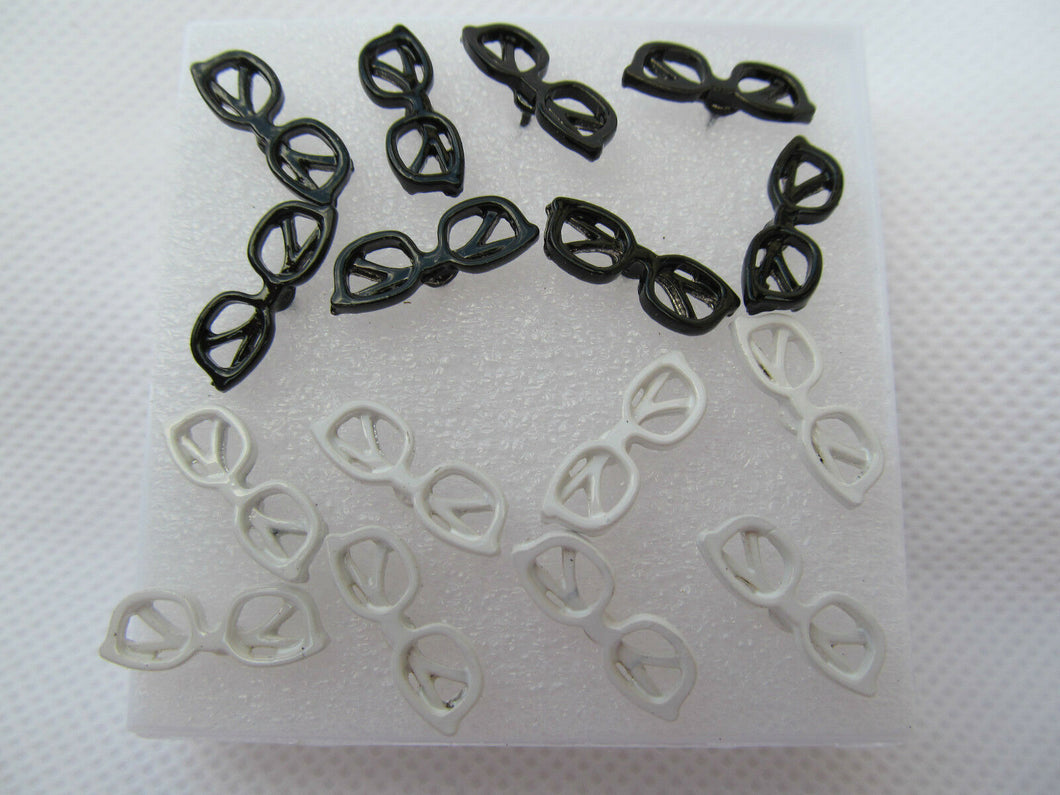 8 PAIRS FASHION BLACK & WHITE NERD GLASSES RETRO JEWELLERY EARRINGS UK SELLER
