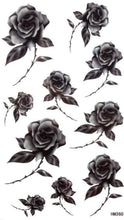 Load image into Gallery viewer, LADIES TEMPORARY TATTOOS BLACK ROSE FLORAL FLOWERS REALISTIC BODY ART WATERPROOF
