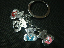 Load image into Gallery viewer, TEDDY BEAR ENAMEL KEYRING HANDBAG CHARM 4PIECE DIAMONTE
