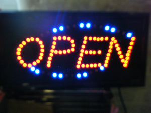 QUALITY BLUE & RED LED FLASHING OPEN HANGING SHOP DISPLAY SIGN FREE UKSELLER P&P