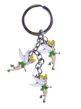 Load image into Gallery viewer, CUTE 3 PIECE TINKERBELL FROM PETER PAN ENAMEL METAL KEYRING GIFT IDEA UK SELLER
