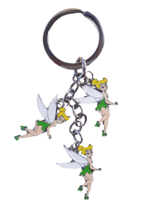 CUTE 3 PIECE TINKERBELL FROM PETER PAN ENAMEL METAL KEYRING GIFT IDEA UK SELLER