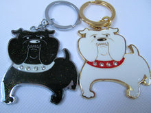 Load image into Gallery viewer, LARGE UNIQUE ANGRY BRITISH BULL DOG WITH DIAMONTE COLLAR KEYRING GIFT IDEA UK
