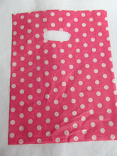 Load image into Gallery viewer, 2 SIZES: SPOTTED PINK POLKA DOTS FASHION SHOP MARKET CARRIER BAGS 40+ PER PACK
