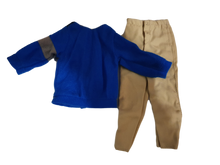 Load image into Gallery viewer, G.I. JOE KEN ACTION MAN DOLL CLOTHES 2 PIECE BLUE JUMPER &amp; BEIGE TROUSERS
