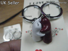 Load image into Gallery viewer, LOVERS SET OF 2 NOVELTY MALE &amp; FEMALE BOY HUGGING LOVERS LOVE YOU KEYRINGS GIFT
