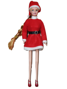 MADE FOR 12" SINDY DOLL CHRISTMAS XMAS SANTA CLAUS RED FESTIVE DRESS & HAT