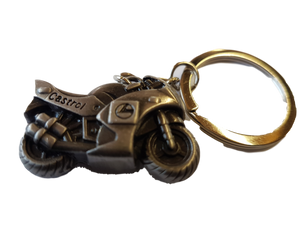 GREY or SILVER SOLID METAL RACING MOTOR BIKE KEYRING FOB UKSELLER MENS GIFT IDEA