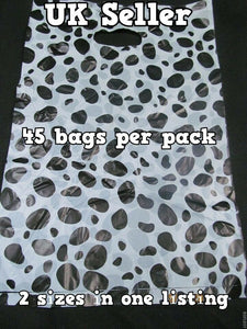 DALMATIAN ANIMAL DOG PRINT SPOTTED FASHION CARRIER GIFT BAGS 45+PER PACK 2 SIZES
