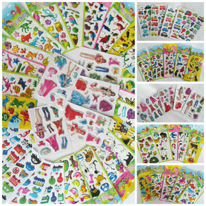 25x KIDS 3D PUFFY REUSABLE STICKERS CARS INSECTS ANIMALS FASHION DINOSAUR BIRDS