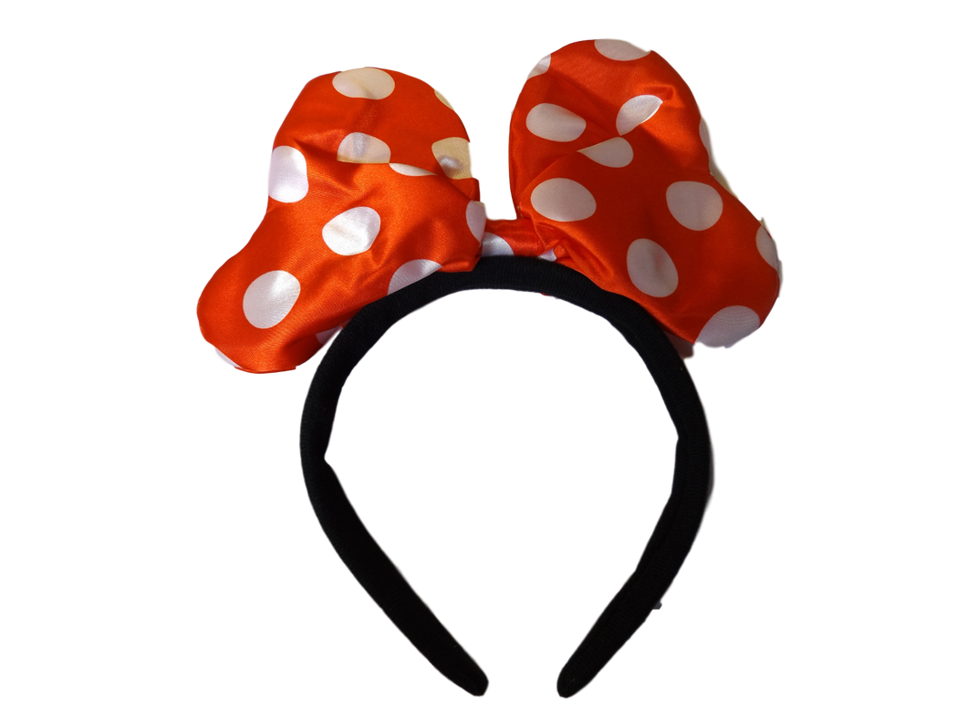 LADIES GIRLS FANCY DRESS MINNIE MOUSE RED SPOTTED PADDED BOW HEADBAND UK SELLER