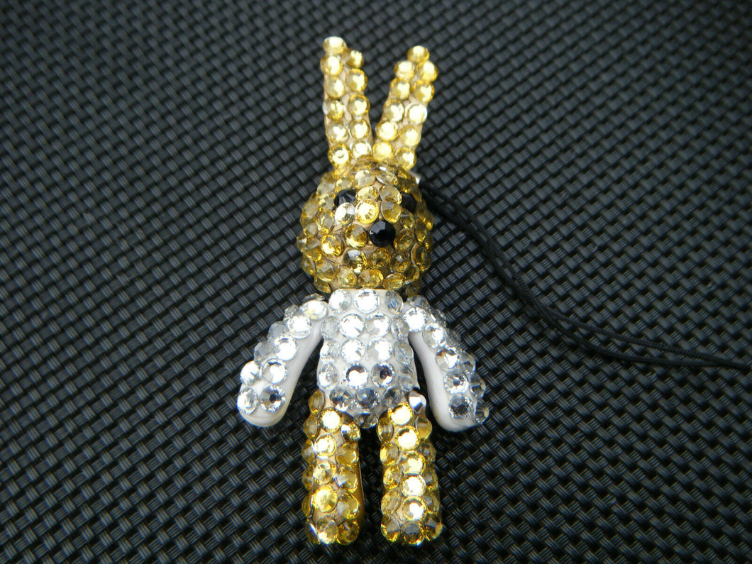 BLING JEWEL DIAMONTE SILVER GOLD BUNNY RABBIT MOBILE PHONE HANDBAG CHARM UKSELL