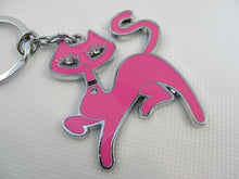 Load image into Gallery viewer, CUTE ANIMATED PINK DIAMONTE CAT ANIMAL ENAMEL METAL KEYRING GIFT UKSELLER SELLER
