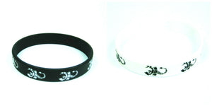UNISEX MENS BLACK WHITE SCORPION GOTH RUBBER SILICONE WRIST BRACELET BAND UKSELL