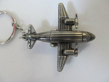 Load image into Gallery viewer, SILVER COLOUR SOLID METAL AEROPLANE MOVING PROPELLOR KEYRING CHARM UK SELLER
