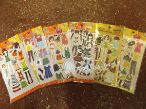 5x SHEET DRESSING UP CLOTHES FASHION DOLL GIRLS 3D PUFFY REUSE STICKERS UKSELLER