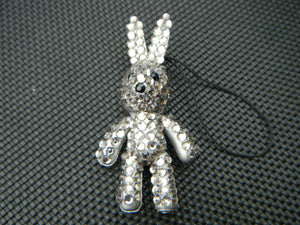BLING JEWEL DIAMONTE SILVER GOLD BUNNY RABBIT MOBILE PHONE HANDBAG CHARM UKSELL