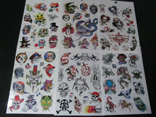 Load image into Gallery viewer, 5 or 10 SHEETS BOYS SCARY BIKER SKULL GOTH TEMPORARY TATTOOS PARTY LOOT BAG UK
