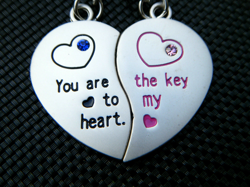 LOVERS COUPLES 2 KEYRINGS I LOVE YOU ALWAYS IN MY HEART MALE & FEMALE JIGSAW UK
