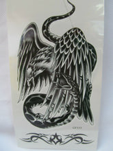 Load image into Gallery viewer, ONE SHEET MENS BOYS ARTY LARGE BLACK EAGLE &amp; SNAKE TEMPORARY TATTOOS 2 DESIGNS
