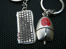 Load image into Gallery viewer, CUTE COMPUTER KEYBOARD &amp; MOUSE LOVERS COUPLES TWIN KEYRINGS GIFT IDEA UK SELLER
