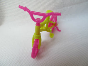 SMALL PINK/YELLOW 7" DOLL SIZED ACCESSORY BIKE BICYCLE UK SELLER FREE P&P