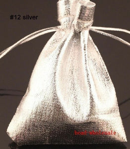10x SHINY SILVER or GOLD LAME GIFT ORGANZA JEWELLERY WEDDING FAVOUR POUCHES BAGS