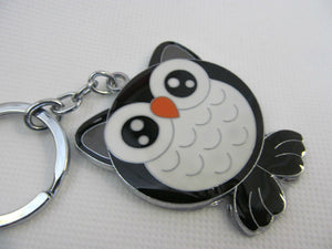 LARGE OWL BARN BIRDS ANIMAL ENAMEL METAL KEYRING FOB GIFT IDEA CHARM UK SELLER
