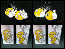 Load image into Gallery viewer, 2 PIECE THUMBS UP PEACE SIGN SMILEY HAPPY FACE ENAMEL KEYRING HANDBAG CHARM GIFT
