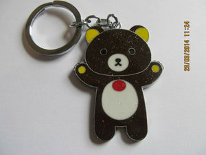 1x CUTE ANIMATED TEDDY BEARS 4 COLOURS ENAMEL KEYRING HANDBAG CHARM GIFT IDEA