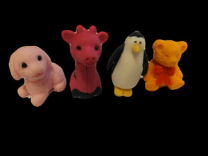 1x PACK 4 NOVELTY 3D NOVELTY PUZZLE ANIMAL JAPANESE STYLE RUBBERS ERASERS UKSELL