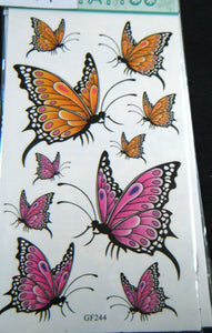 1x SHEET LADIES CUTE BLUE BUTTERFLIES ARTY TEMPORARY TATTOOS UK SELLER FREE P&P