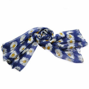 DAISY SUN FLOWER FLORAL PRINT LADIES SCARF SHAWL SOFT FEEL 160cmx80cm UKSELLER