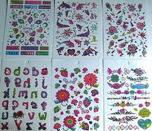 Load image into Gallery viewer, GIRLS TEMPORARY TATTOOS WORDS LADYBIRDS FISH HEARTS LETTERS FLOWERS UK SELLER

