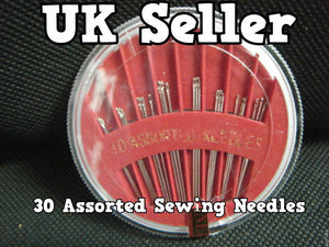 30x ASSORTED DRESS MAKERS TAILORS HAND SEWING NEEDLES IN PLASTIC CASE UK SELLER