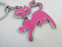 Load image into Gallery viewer, CUTE ANIMATED PINK DIAMONTE CAT ANIMAL ENAMEL METAL KEYRING GIFT UKSELLER SELLER
