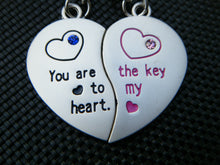 Load image into Gallery viewer, LOVERS COUPLES MALE &amp; FEMALE HEARTS LOVE YOU VALENTINE KEYRINGS GIFT IDEA UKSELL
