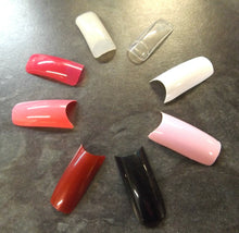 Load image into Gallery viewer, 100x LONG FALSE FAKE NAILS FASHION TIPS, FRENCH MANICURE, 8 COLOURS FREE UK P&amp;P
