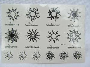 SHEET MENS LADIES TEMPORARY TATTOOS RED ROSE FLOWERS CELTIC BANDS CIRCLES STARS