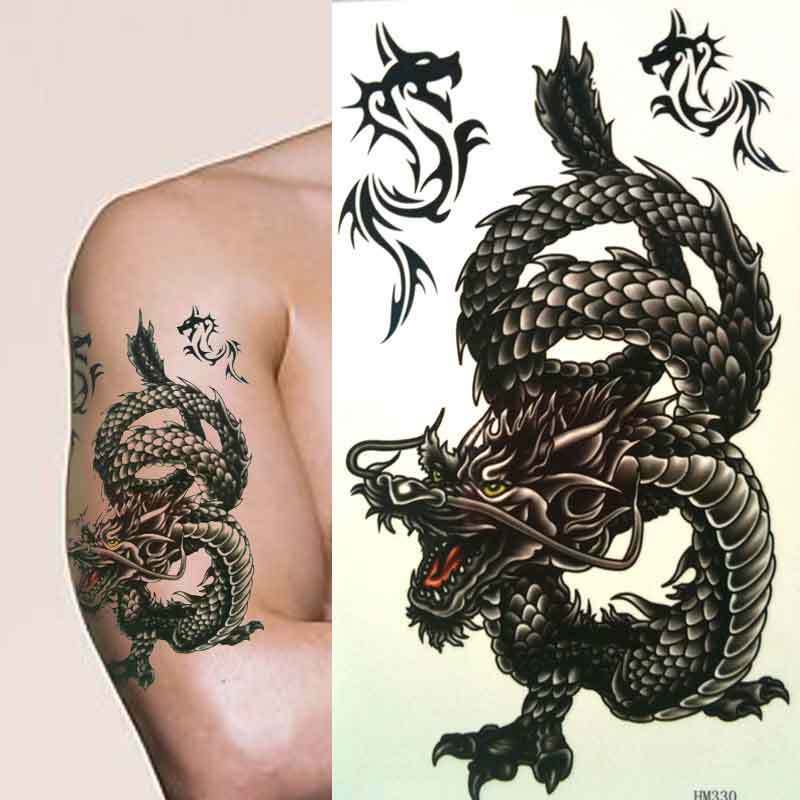 Cool Large Black Dragon Chest Temporary Dragon Tattoos Arm Fake Tattoo  Stickers Sexy Men Women Spray Waterproof Designs  Wish