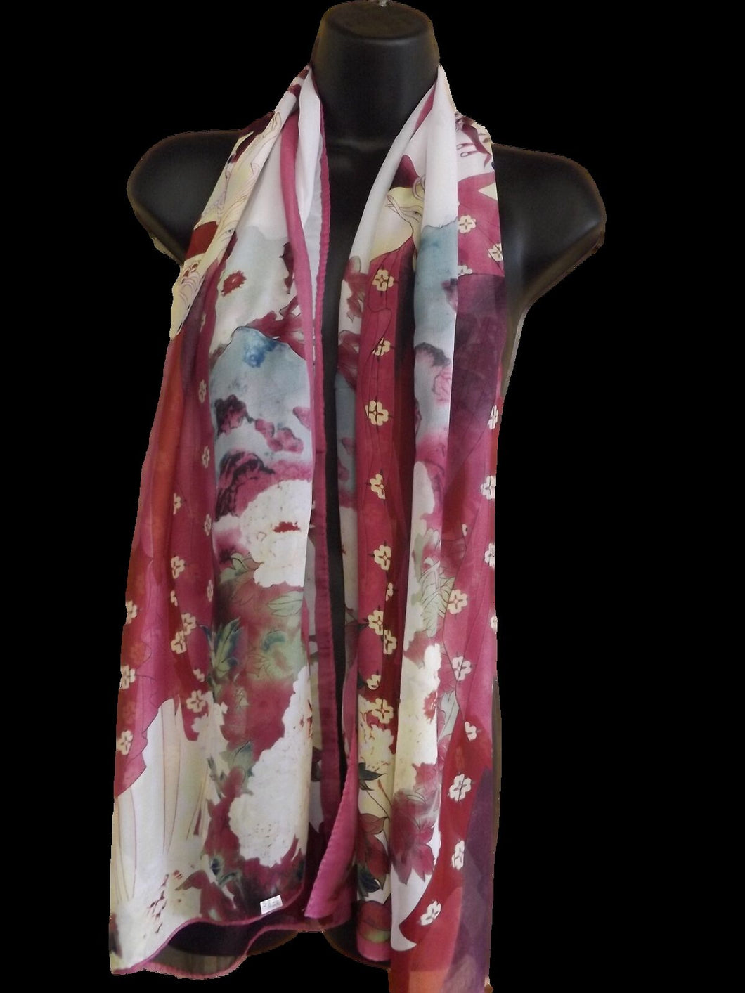 JAPANESE GEISHA PRINT CHIFFON FEEL FASHION LADIES SCARF SHAWL SARONG 155cmx50cm
