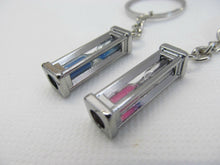 Load image into Gallery viewer, 2 LOVERS PINK/BLUE SANDS OF TIME RECTANGULAR HOURGLASS KEYRING GIFT UK SELLER
