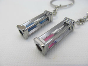 2 LOVERS PINK/BLUE SANDS OF TIME RECTANGULAR HOURGLASS KEYRING GIFT UK SELLER