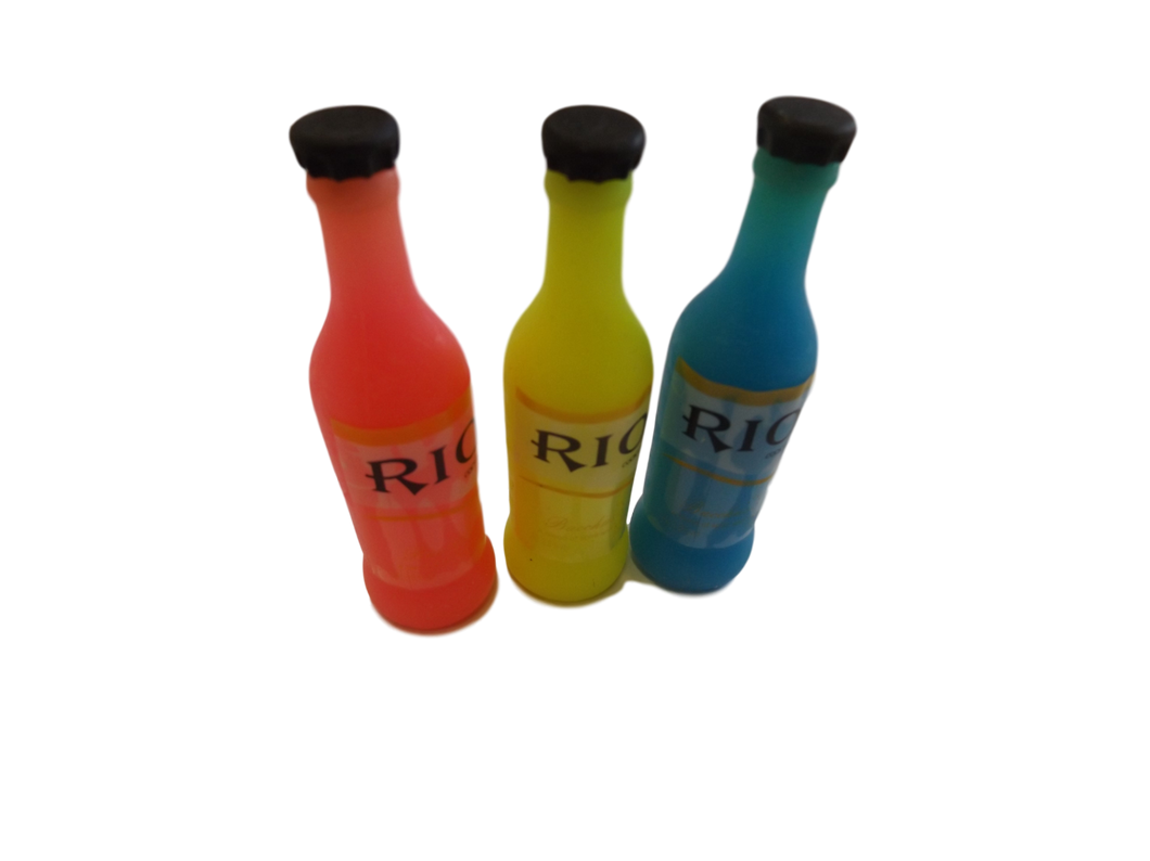 SET 3 BOTTLES OF POP DRINKS BEVERAGES NOVELTY COLLECTABLE ERASERS STATIONERY
